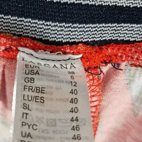 Lascana Capri's & Top Set Size 6 Red Floral Print Wide Leg Capris. Short Sleeve - Picture 14 of 16